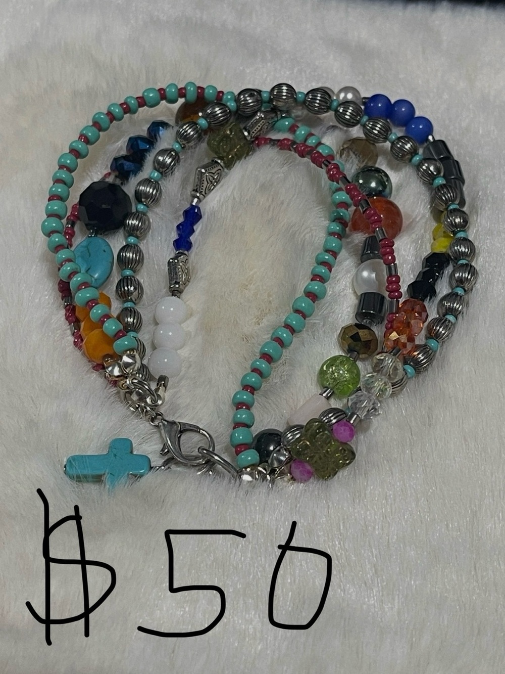 Turquoise Multi-Strand Beaded Bracelet - Women Jewelry